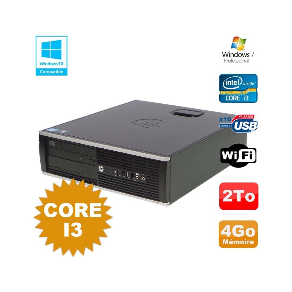 Hp - PC HP Compaq 6200 Pro SFF Core i3 3.1GHz 4Go Disque 2To DVD WIFI W7 Pro - PC Fixe
