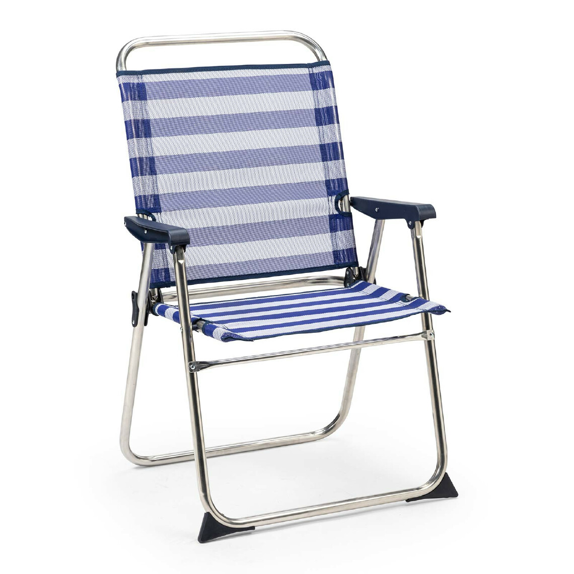 Solenny - Chaise de Plage Pliante Solenny Marinera Dossier Haut Bleu et Blanc - Chaises de jardin