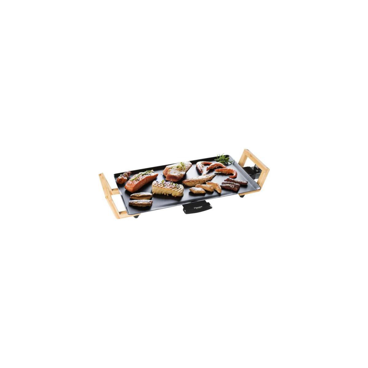 Bestron - BESTRON Plancha/Plaque de cuisson Teppanyaki - Poignées en bambou - 1800 W - Accessoires barbecue