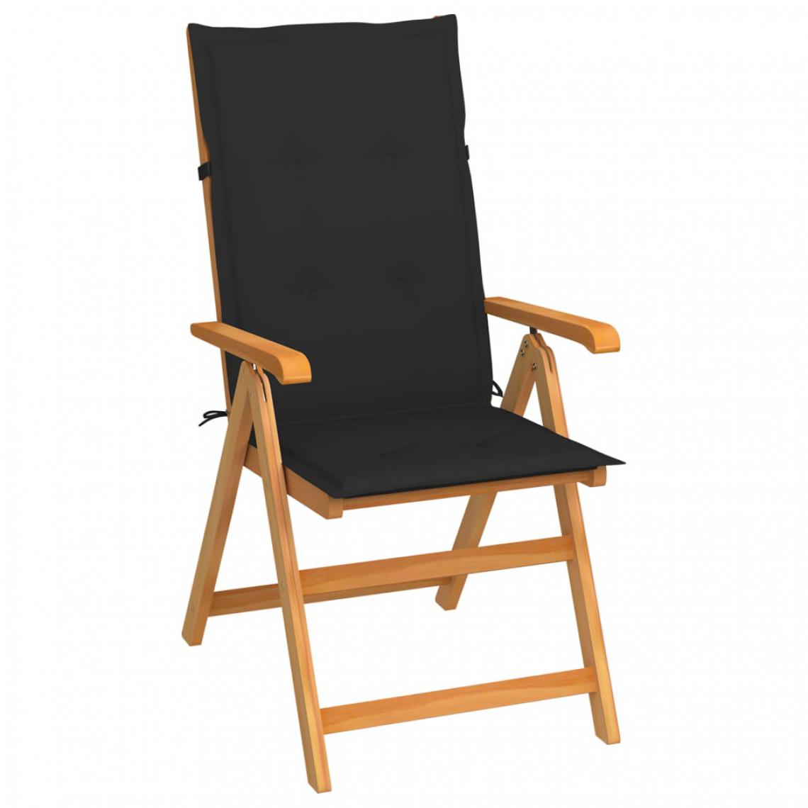 Vidaxl - vidaXL Chaise de jardin avec coussins noir Bois de teck massif - Chaises de jardin