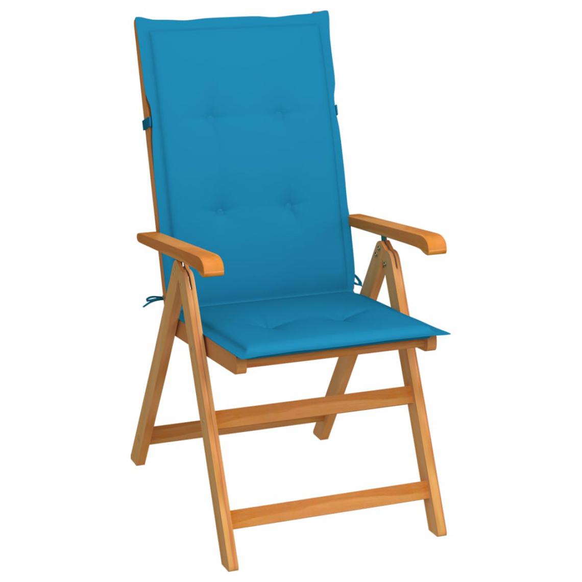 Vidaxl - vidaXL Chaise de jardin avec coussins bleu Bois de teck massif - Chaises de jardin