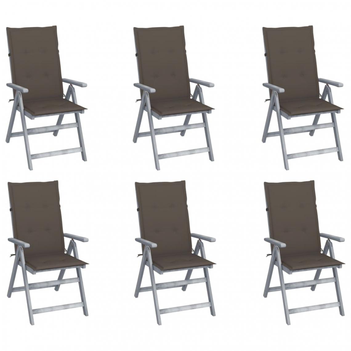 Vidaxl - vidaXL Chaises inclinables de jardin 6 pcs avec coussins Bois d'acacia - Chaises de jardin