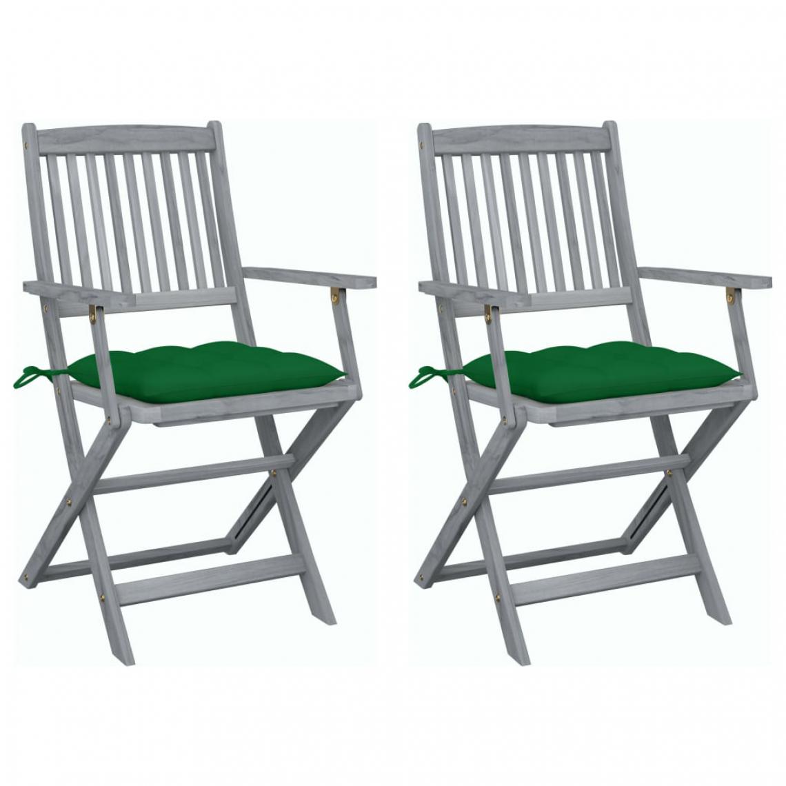 Vidaxl - vidaXL Chaises pliables d'extérieur 2 pcs avec coussins Bois d'acacia - Chaises de jardin
