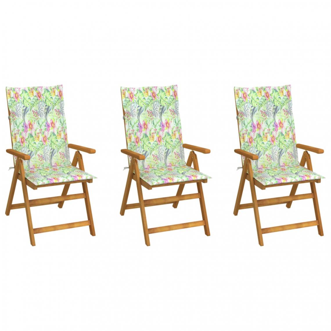 Vidaxl - vidaXL Chaises pliables de jardin 3 pcs avec coussins Bois d'acacia - Chaises de jardin