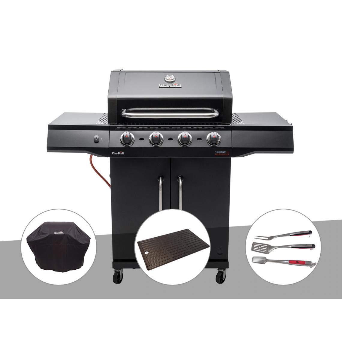 Char-Broil - Barbecue à gaz Char/Broil Performance Core B4 + Housse de protection + Plancha + Kit 3 ustensiles - Barbecues gaz