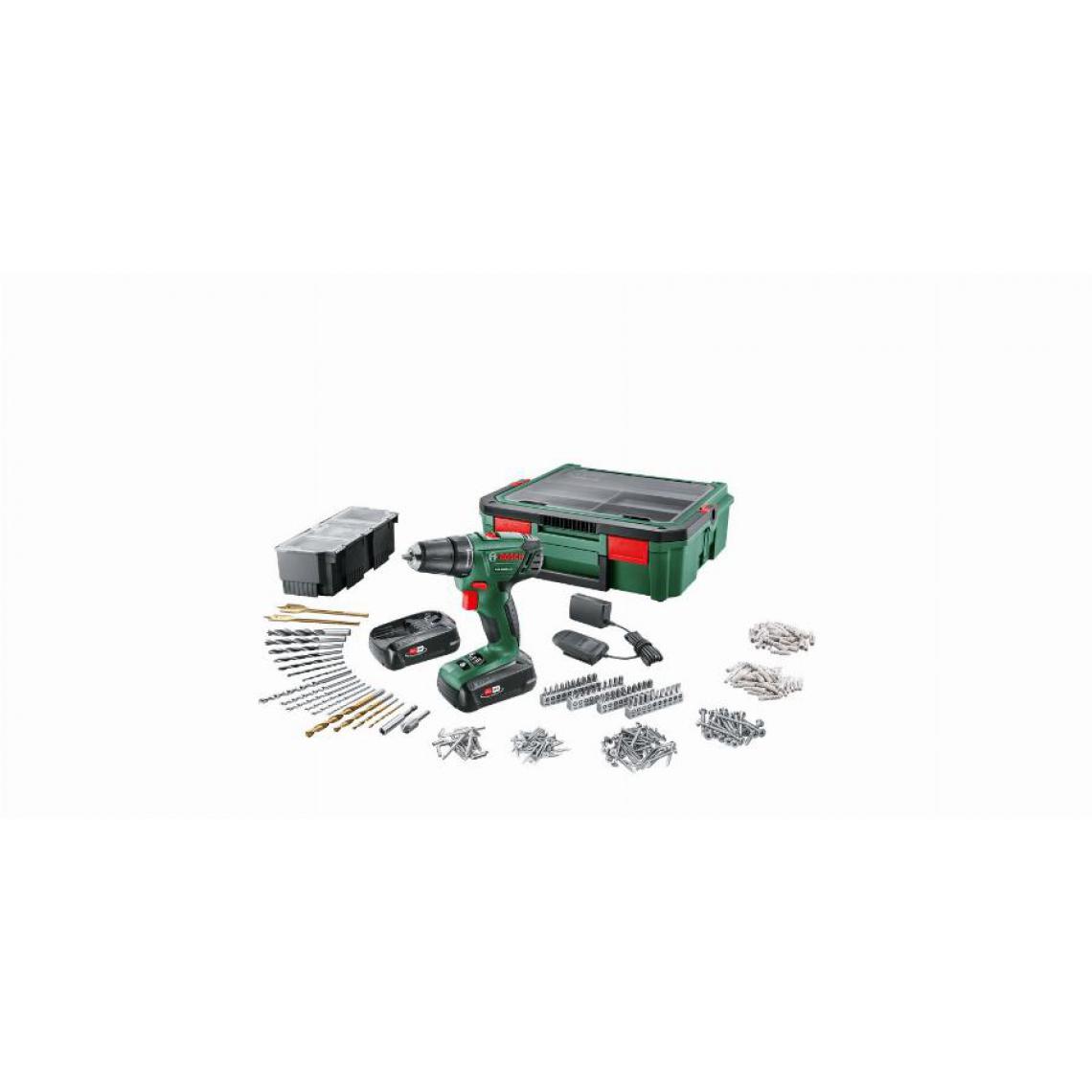 Bosch - Perceuse sans-fil PSR 1800 LI-2 BOSCH + 2 batteries 1,5Ah + System box + 241 accessoires - 06039A310S - Perceuses, visseuses sans fil