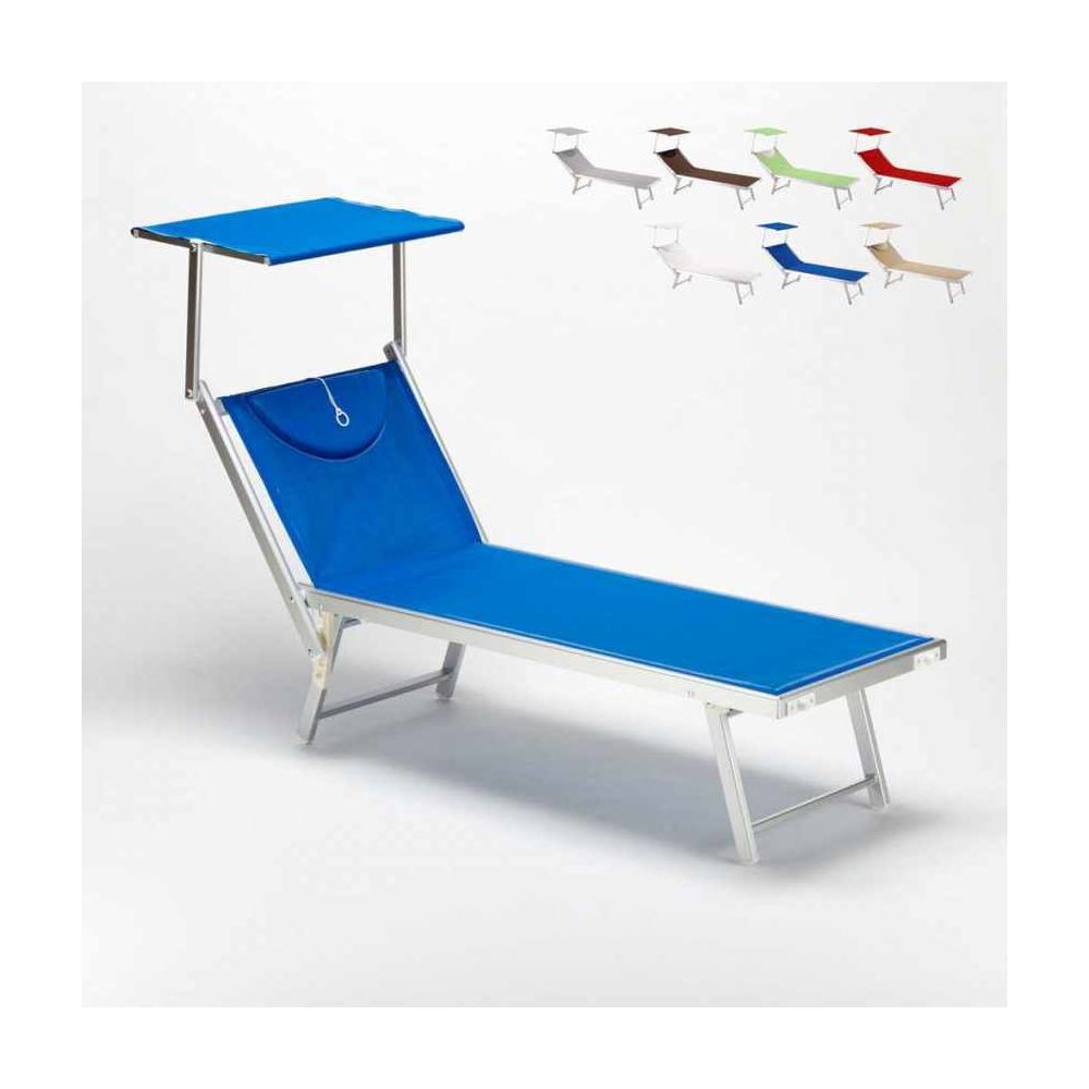 Beach And Garden Design - Bain de Soleil et transat professionnel en aluminium Santorini, Couleur: Bleu - Transats, chaises longues
