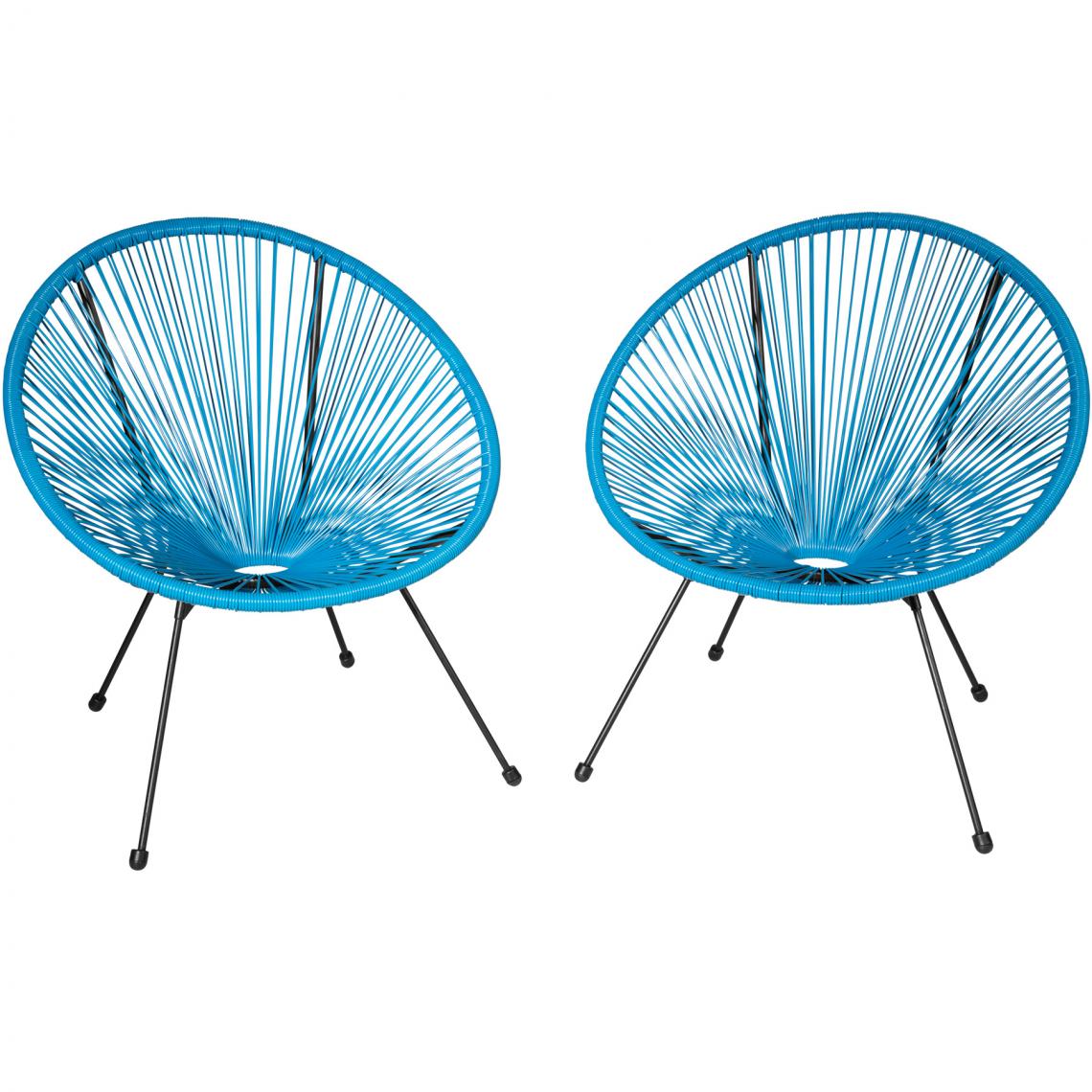 Tectake - Lot de 2 chaises de jardin Santana - bleu - Chaises de jardin