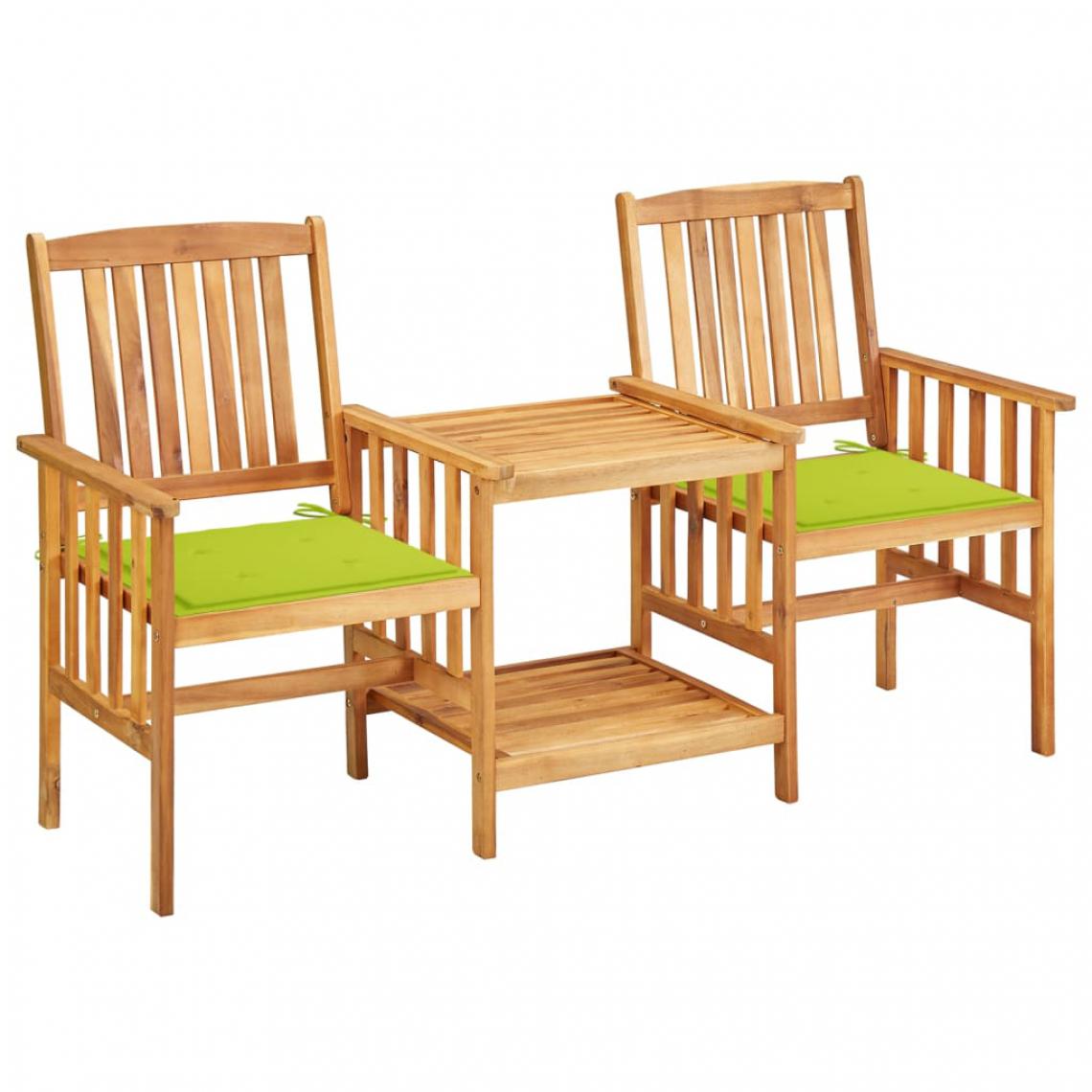 Chunhelife - Chaises de jardin avec table à thé et coussins Acacia solide - Ensembles canapés et fauteuils