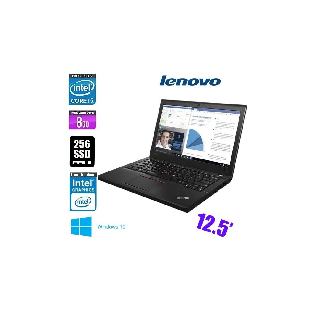 Lenovo - LENOVO THINKPAD X260 I5 - GRADE C Intel Core i5-6300U-2.4Ghz 8 Go 256 Go Intel HD Graphics 520 WIFI WEBCAM 12.5"" Windows 10 AZERTY - PC Portable