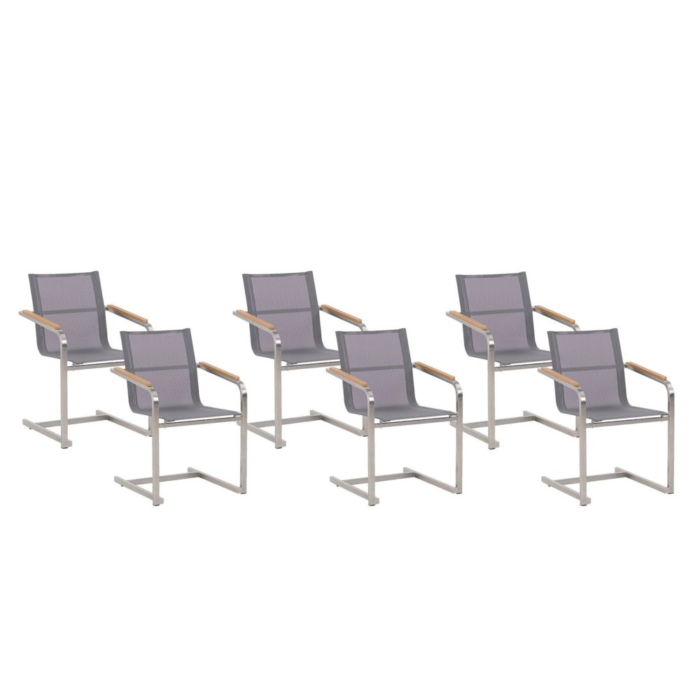 Beliani - Beliani Lot de 6 chaises de jardin grises en acier COSOLETO - - Chaises de jardin