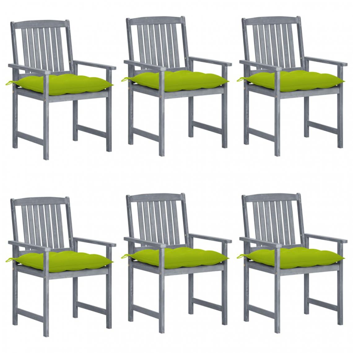 Vidaxl - vidaXL Chaises de jardin avec coussins 6 pcs Bois d'acacia massif Gris - Chaises de jardin