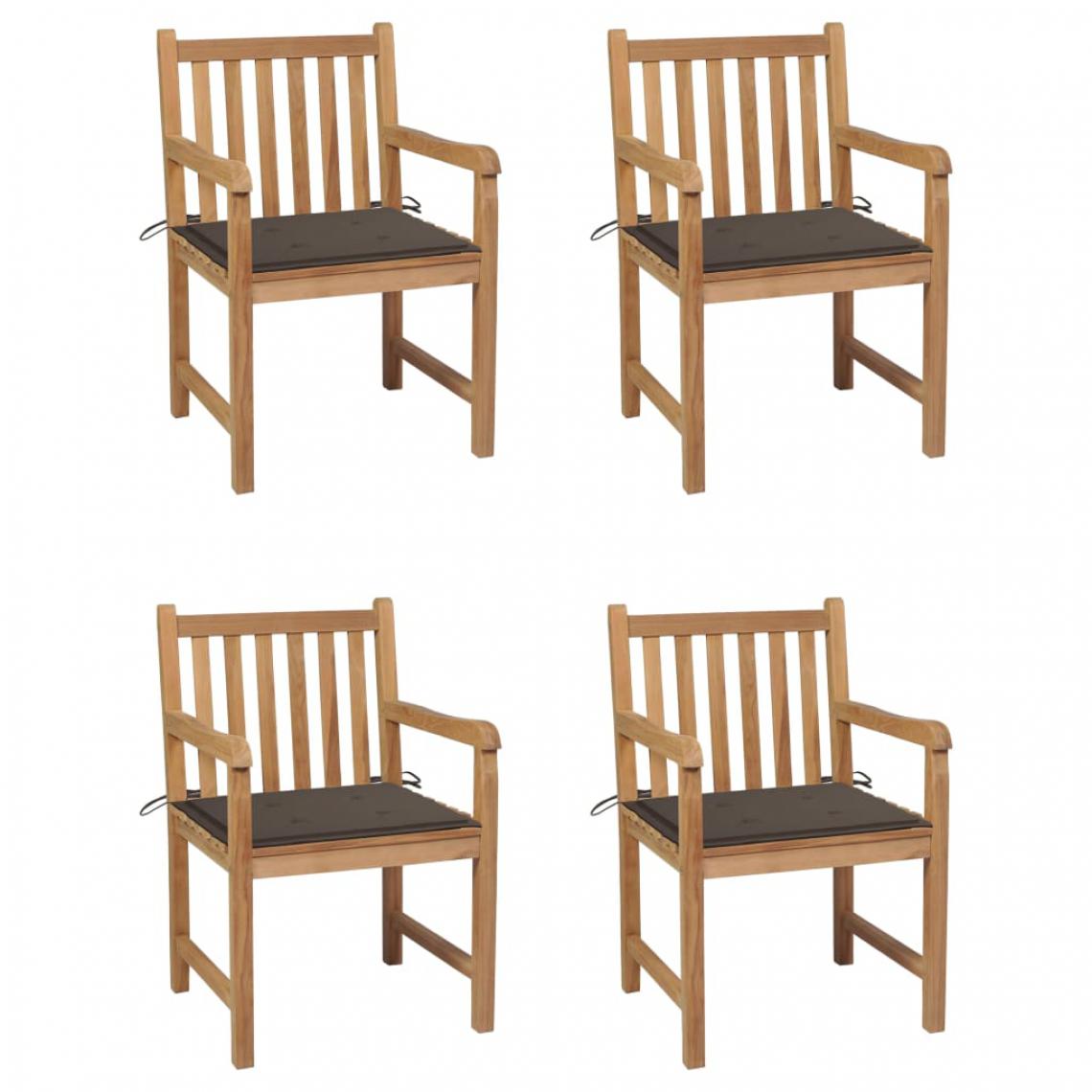 Vidaxl - vidaXL Chaises de jardin 4 pcs avec coussins taupe Bois de teck solide - Chaises de jardin
