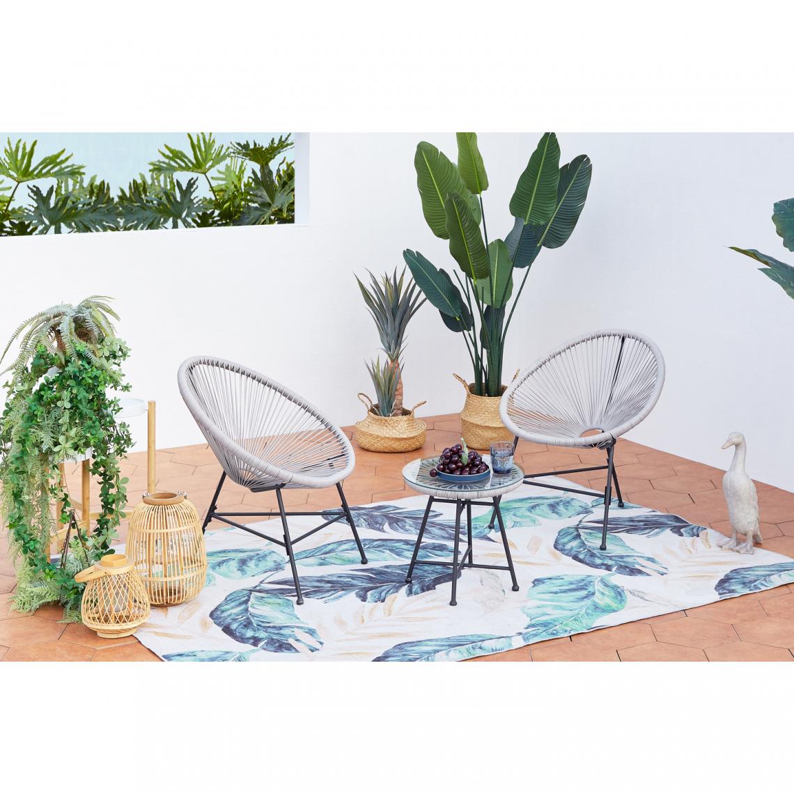 Concept Usine - Acapulco : Ensemble 2 fauteuils oeuf + table basse gris clair - Ensembles canapés et fauteuils