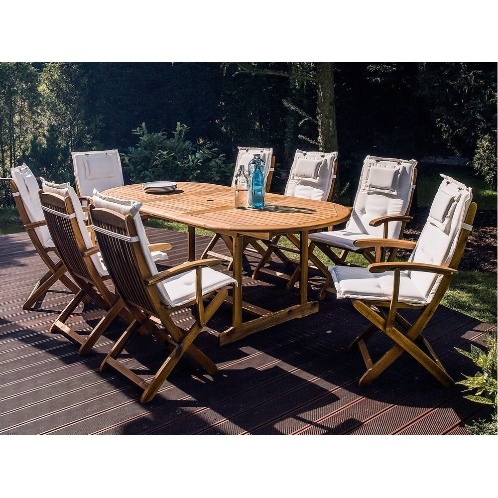 Beliani - Lot de 2 chaises en bois avec coussin beige MAUI - Chaises de jardin