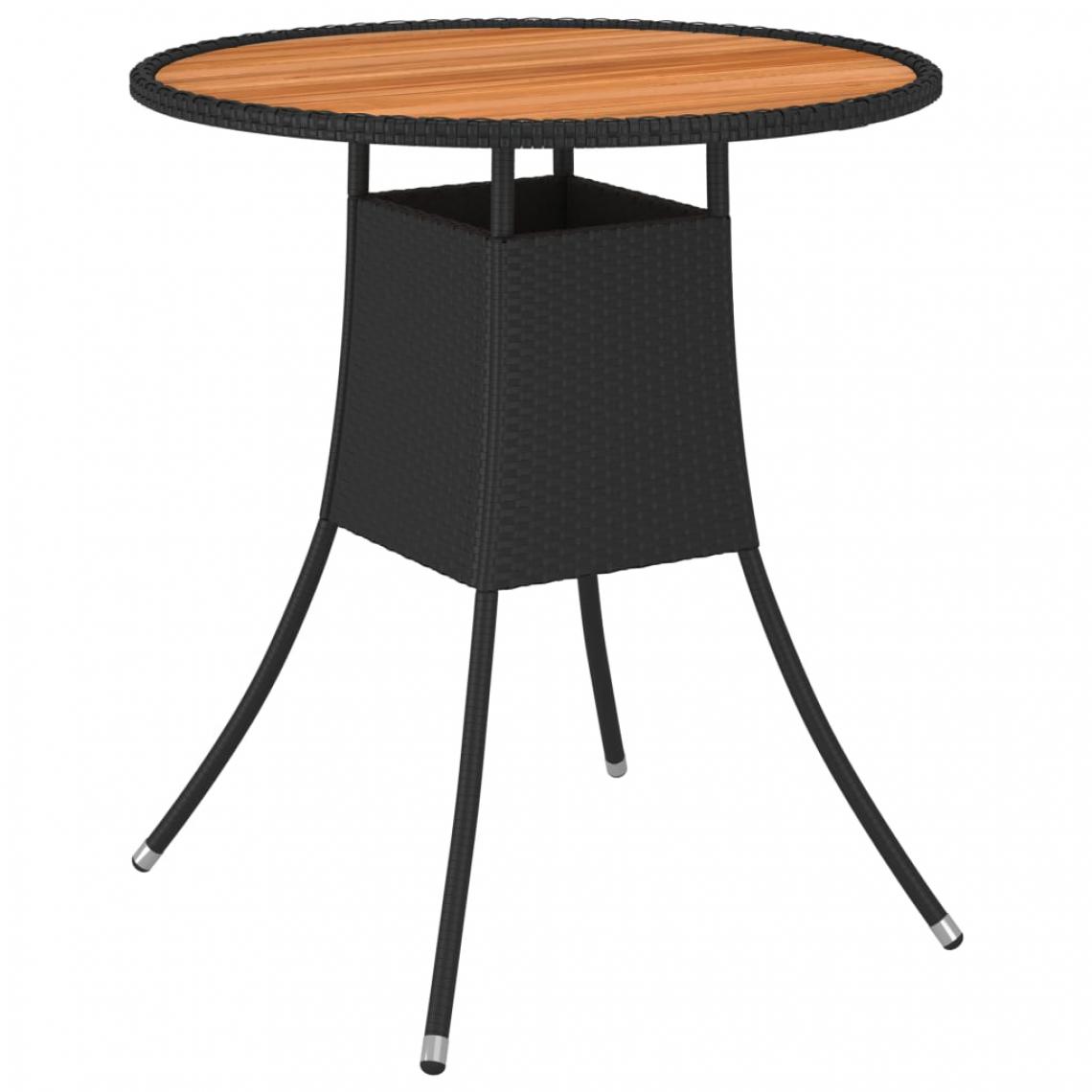 Vidaxl - vidaXL Table à dîner de jardin Noir Ø 70 cm Résine tressée et acacia - Tables de jardin