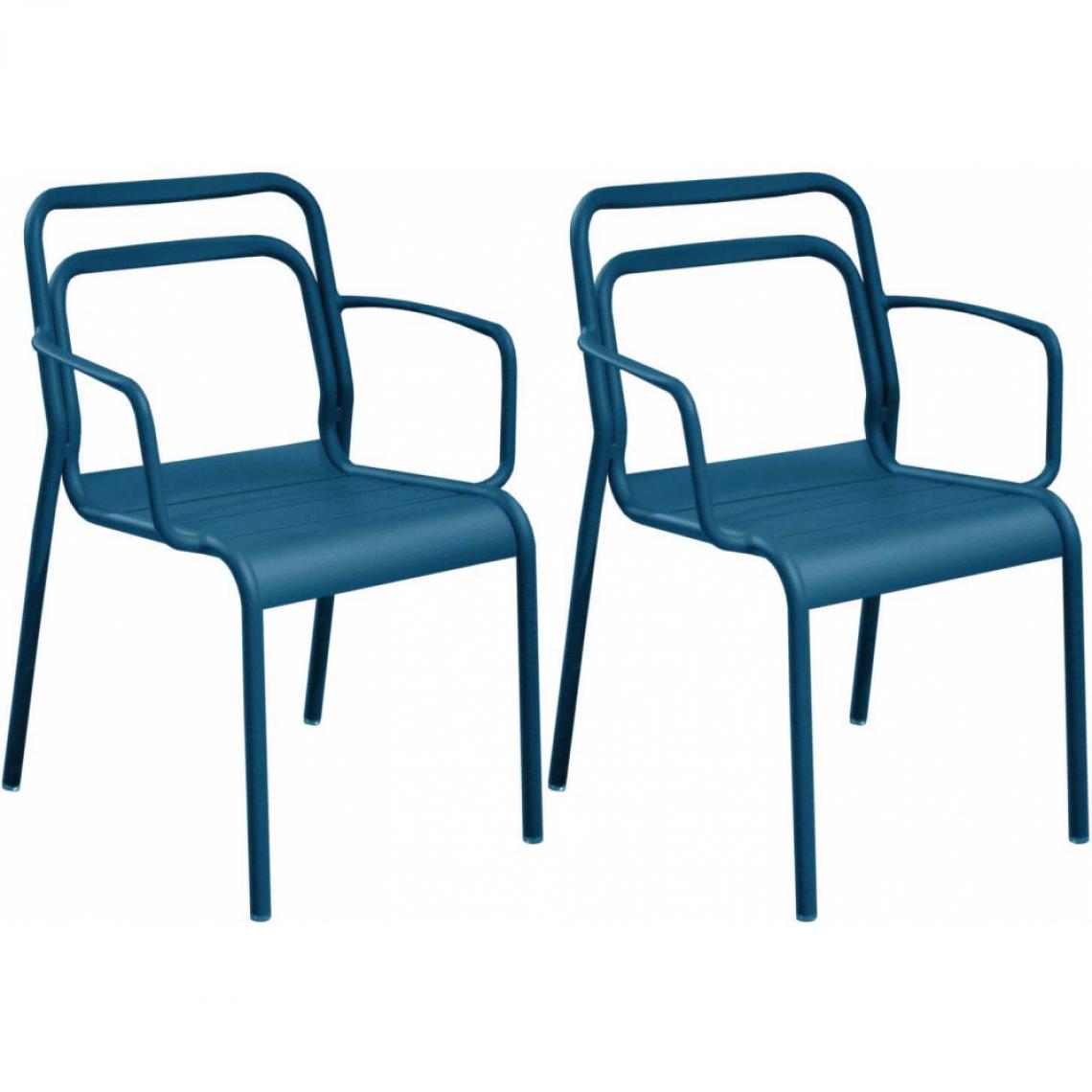 Proloisirs - Fauteuils en aluminium Eos (Lot de 2) bleu - Chaises de jardin
