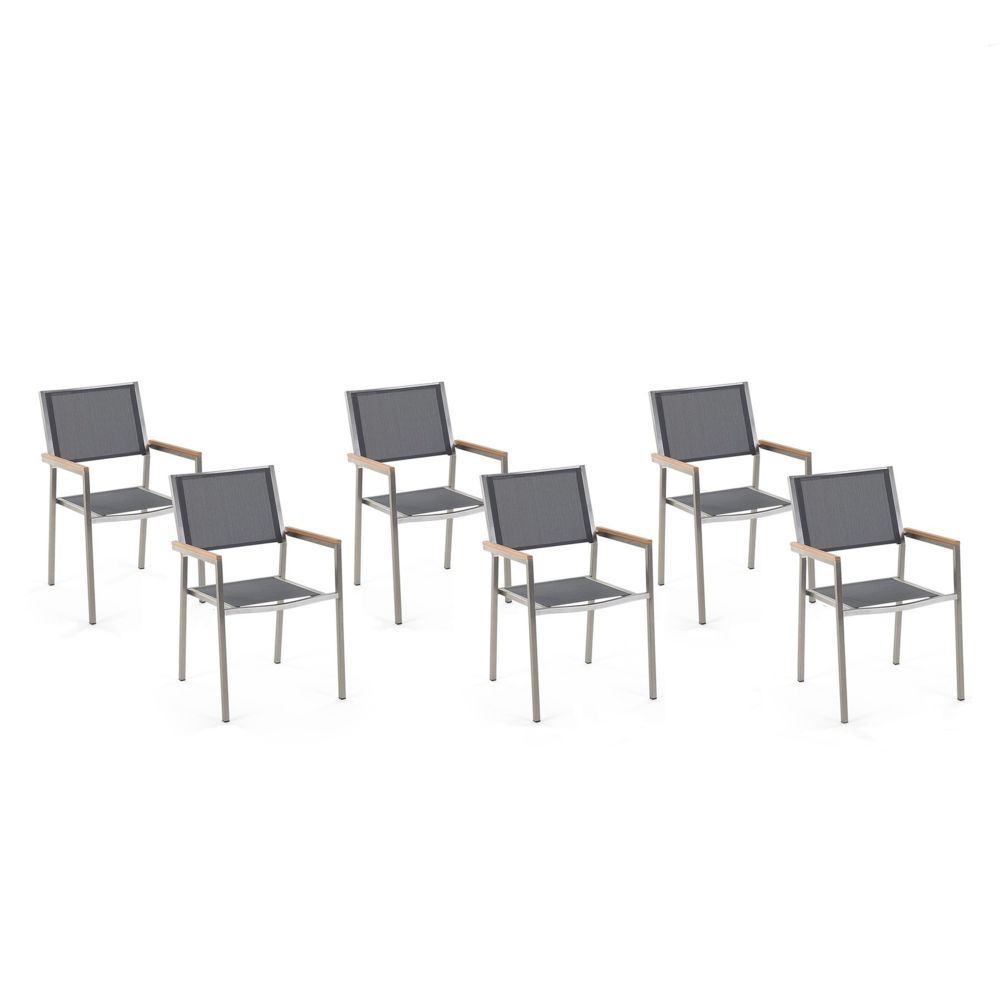 Beliani - Lot de 6 chaises grises en acier GROSSETO - Chaises de jardin