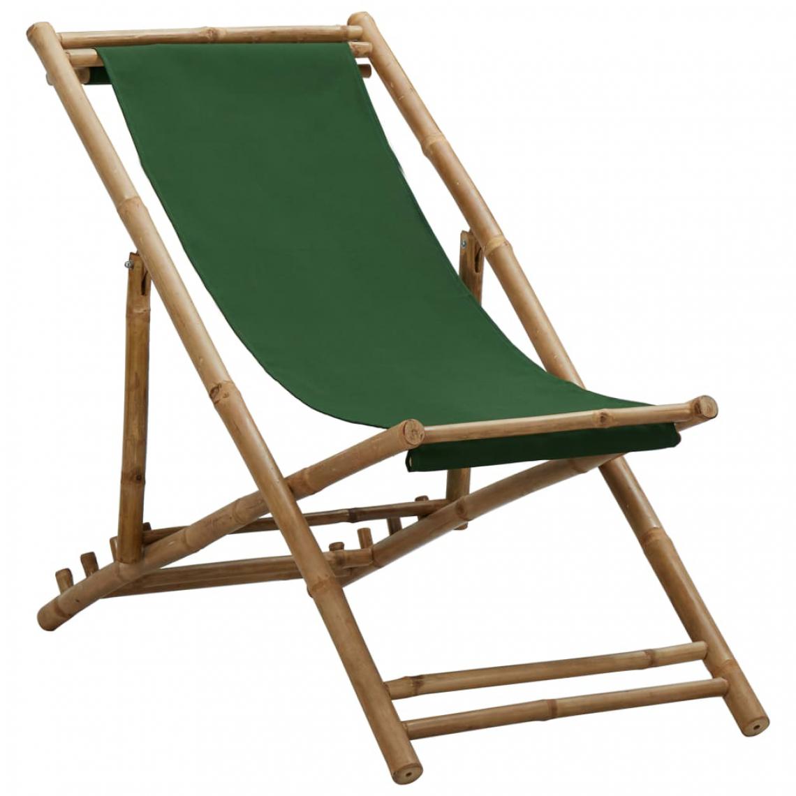 Vidaxl - vidaXL Chaise de terrasse Bambou et toile Vert - Chaises de jardin