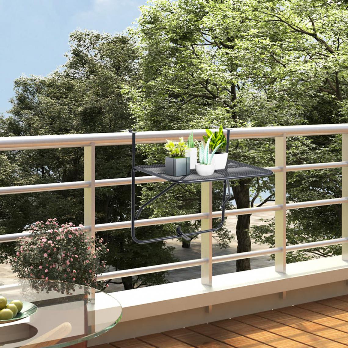 Vidaxl - vidaXL Table de balcon Noir 60x40 cm Acier - Tables de jardin