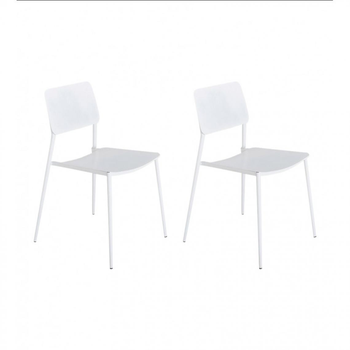 Meubletmoi - Lot de 2 chaises jardin bistrot acier blanc mat - SCOLLA 7279 - Chaises de jardin