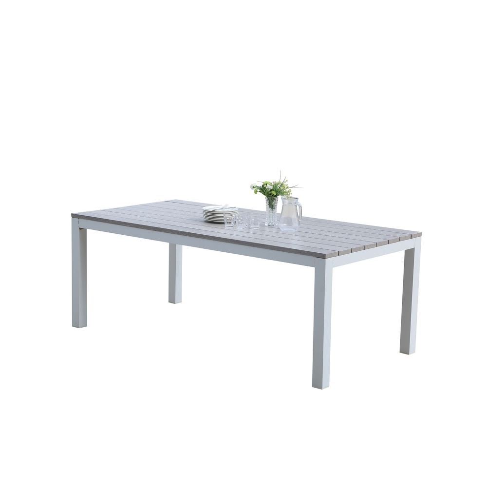 Bois Dessus Bois Dessous - Table de jardin en aluminium blanc et gris 8 places - Ensembles tables et chaises