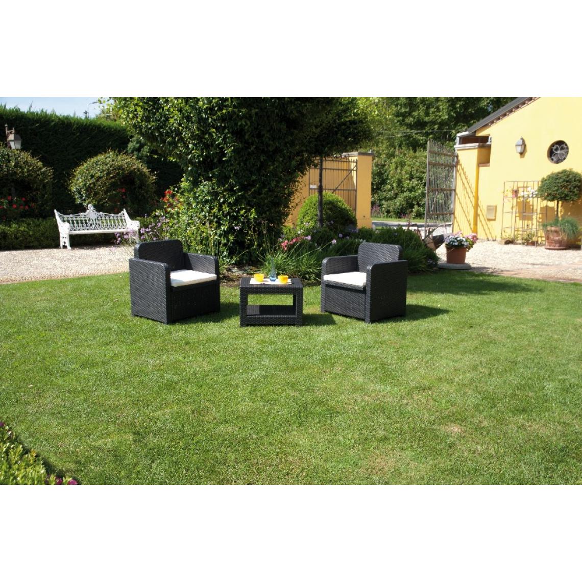 Homemania - HOMEMANIA Ensemble de jardin Arezzo - Noir - 142 x 61 x 77 cm - Ensembles canapés et fauteuils