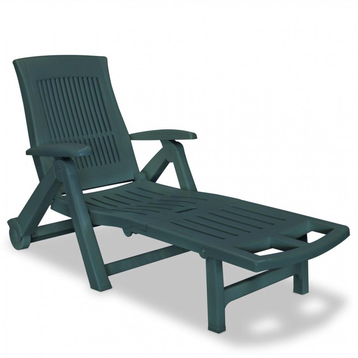 Chunhelife - Chaise longue avec repose-pied Plastique Vert - Transats, chaises longues