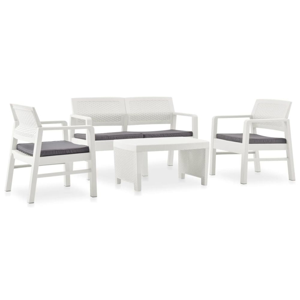 Uco - UCO Salon de jardin 4 pcs avec coussins Plastique Blanc - Ensembles tables et chaises