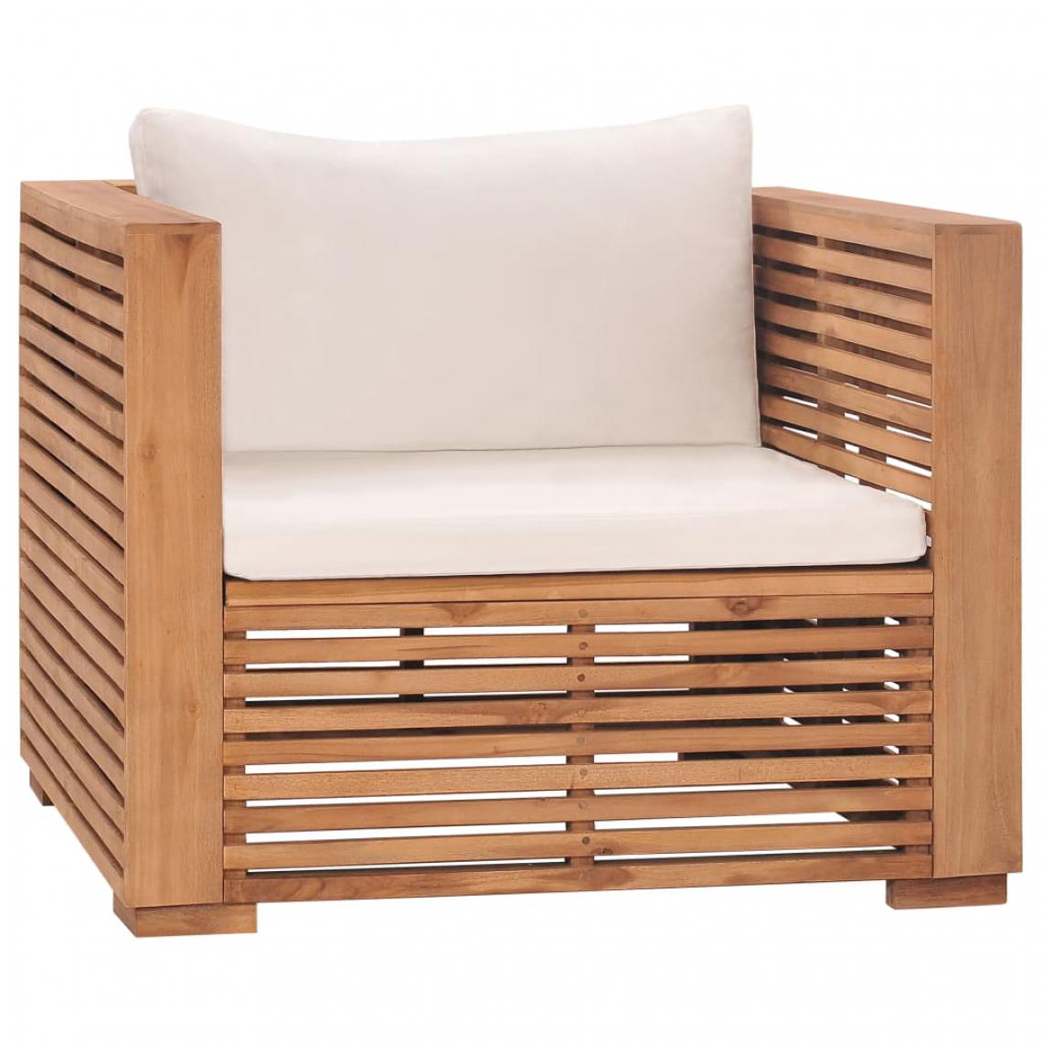 Vidaxl - vidaXL Fauteuil de jardin avec coussins crème Bois de teck solide - Ensembles canapés et fauteuils
