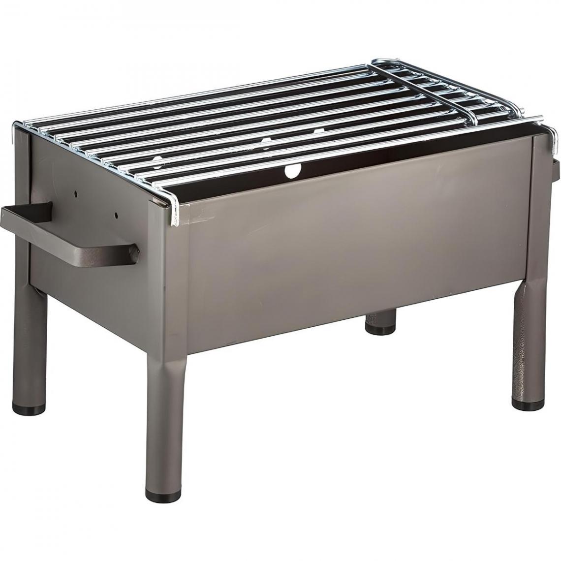 Visiodirect - Barbecue de Table en Zinc coloris Gris - 34 x 23 x 21 cm - Barbecues charbon de bois