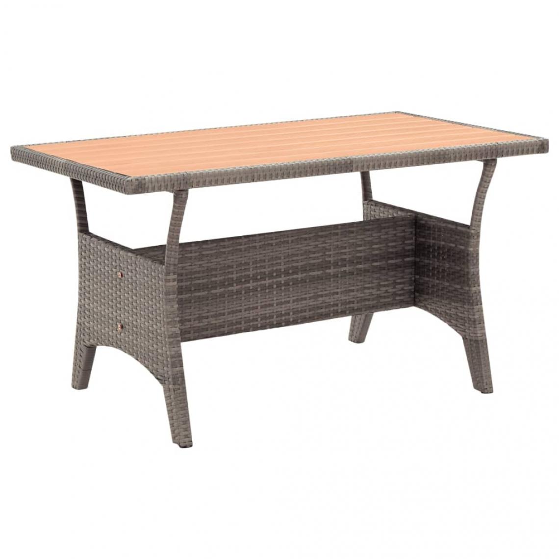 Vidaxl - vidaXL Table de jardin Gris 120x70x66 cm Résine tressée - Tables de jardin