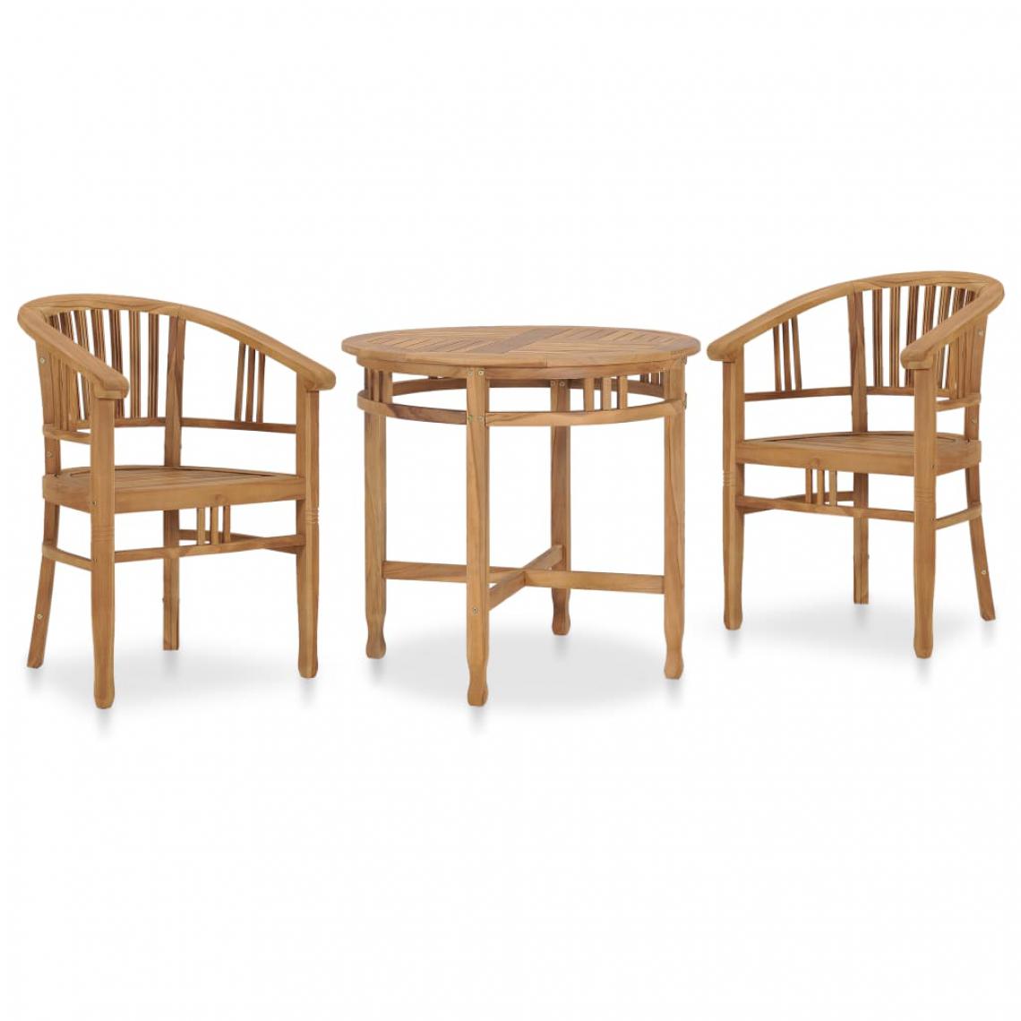 Chunhelife - Ensemble de salle à manger de jardin 3 pcs Bois de teck solide - Ensembles tables et chaises