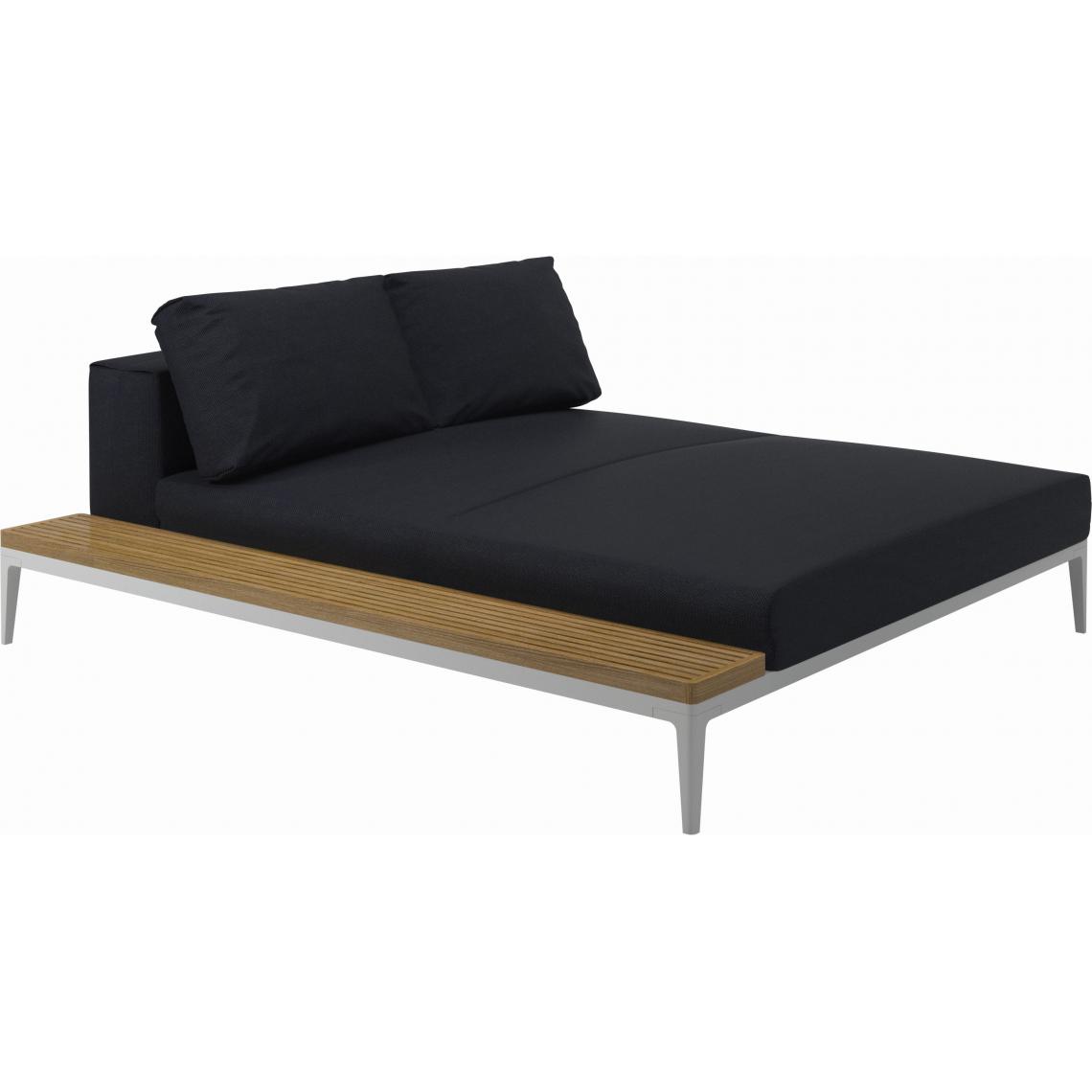Gloster - Canapé Grid Module de relaxation avec table - GlosterGridTeak - blanc - Fife Shadow - Ensembles canapés et fauteuils