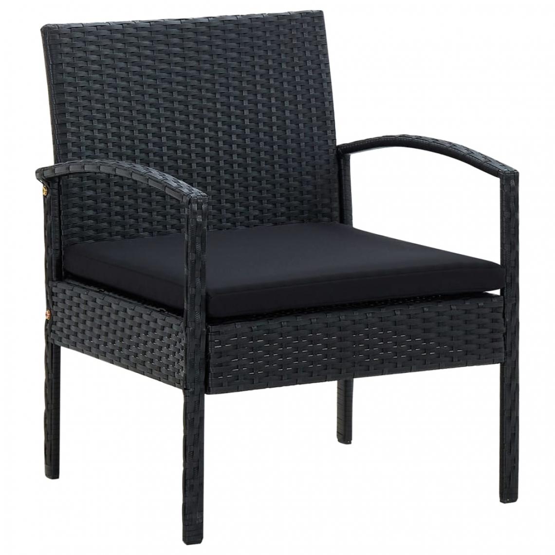 Vidaxl - vidaXL Chaise de jardin avec coussin Résine tressée Noir - Chaises de jardin