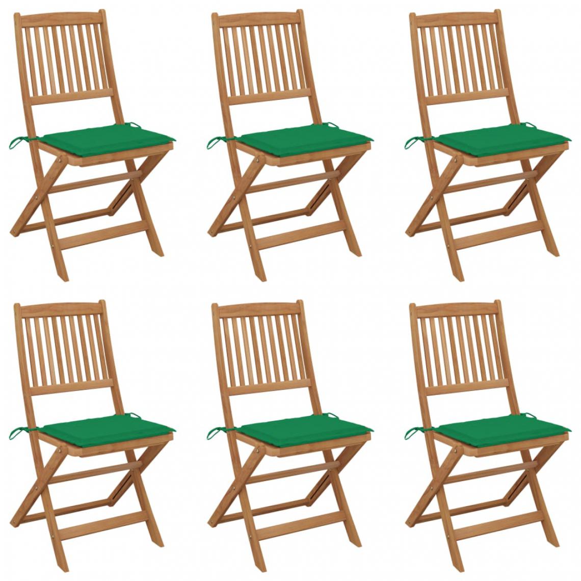 Vidaxl - vidaXL Chaises pliables de jardin 6 pcs avec coussins Bois d'acacia - Chaises de jardin