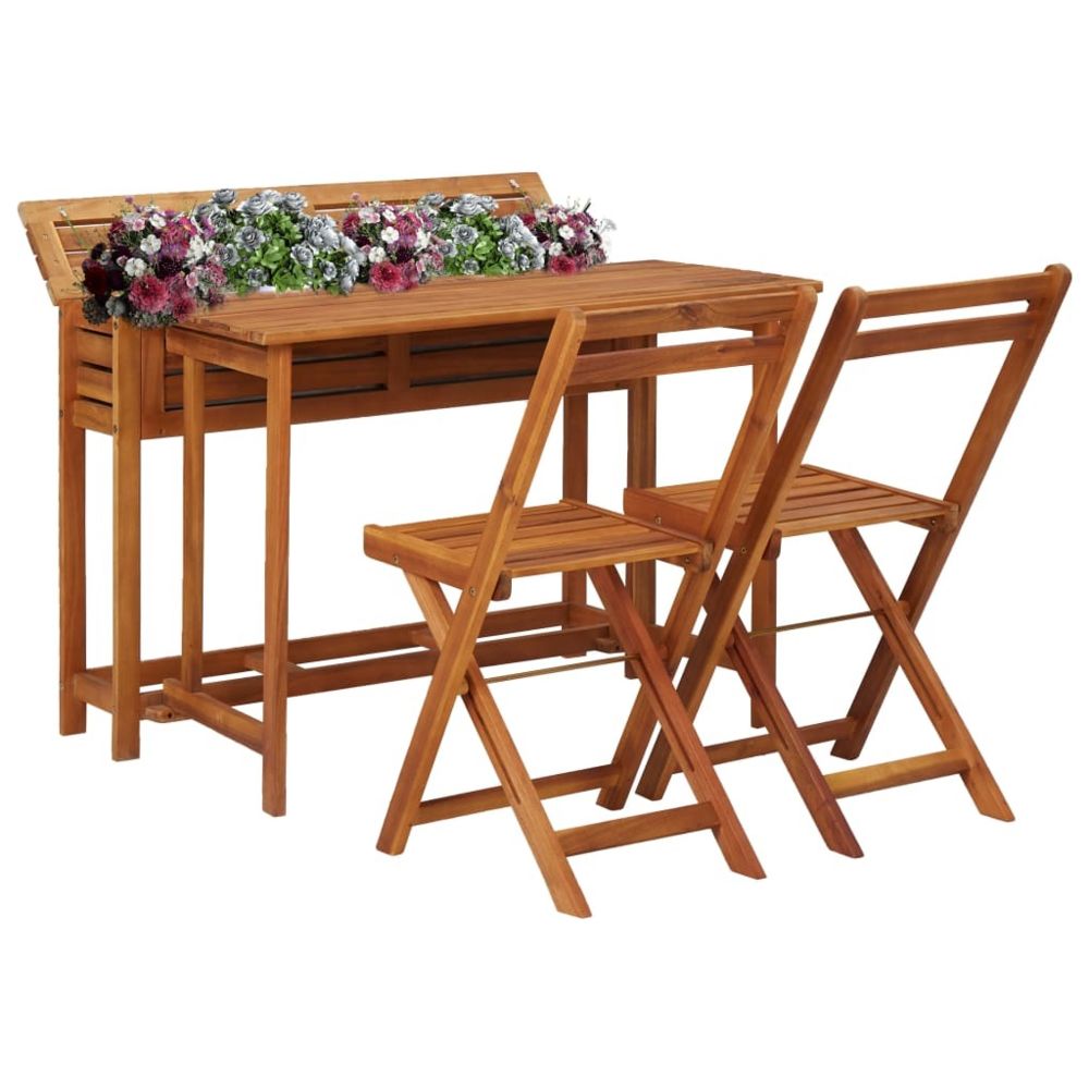 Uco - UCO Table de balcon avec 2 chaises de bistro Bois d'acacia massif - Ensembles tables et chaises