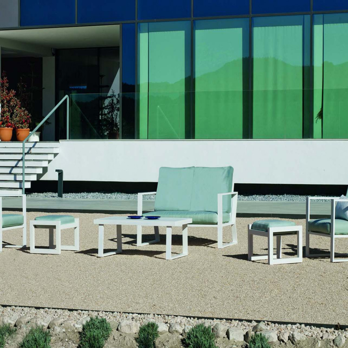 Hevea - Salon de jardin détente 6 places Bolonia - Ensembles tables et chaises