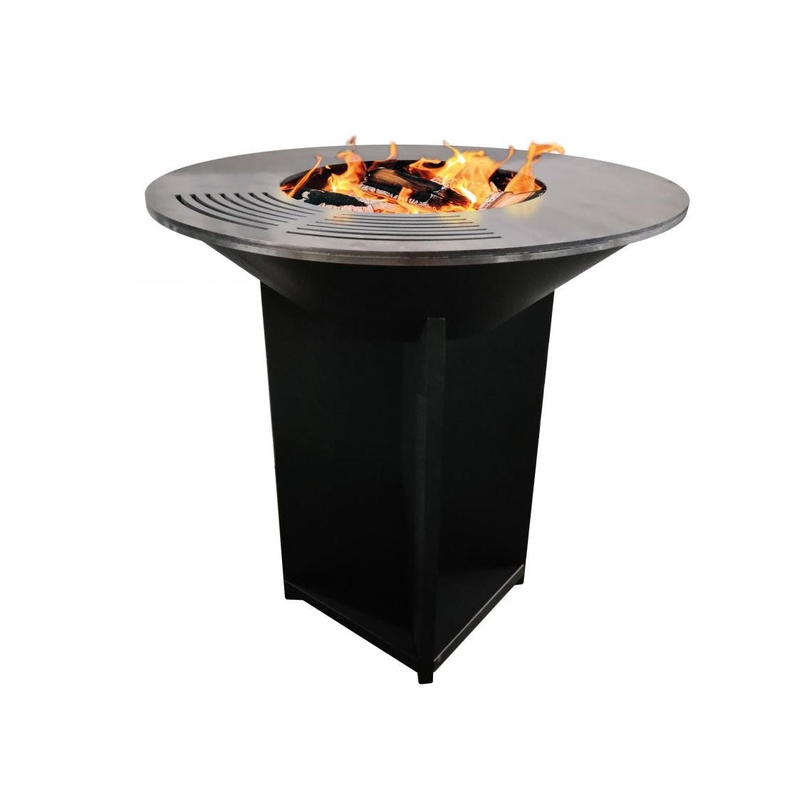 Purline - Grand barbecue en acier noir avec plaque et grille en acier - Barbecues charbon de bois