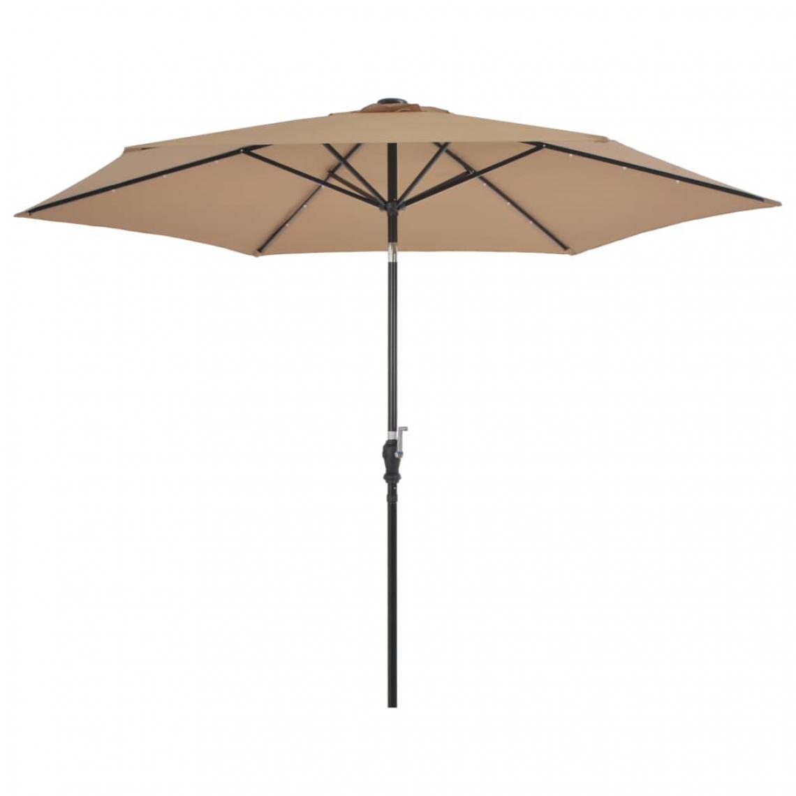 Chunhelife - Parasol d'extérieur avec LED et mât en acier 300 cm Taupe - Marquise, auvent
