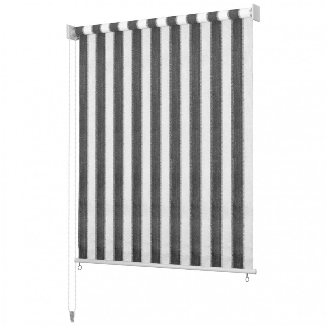 Chunhelife - Store roulant d'extérieur 120x140 cm Rayures Anthracite / Blanc - Store banne