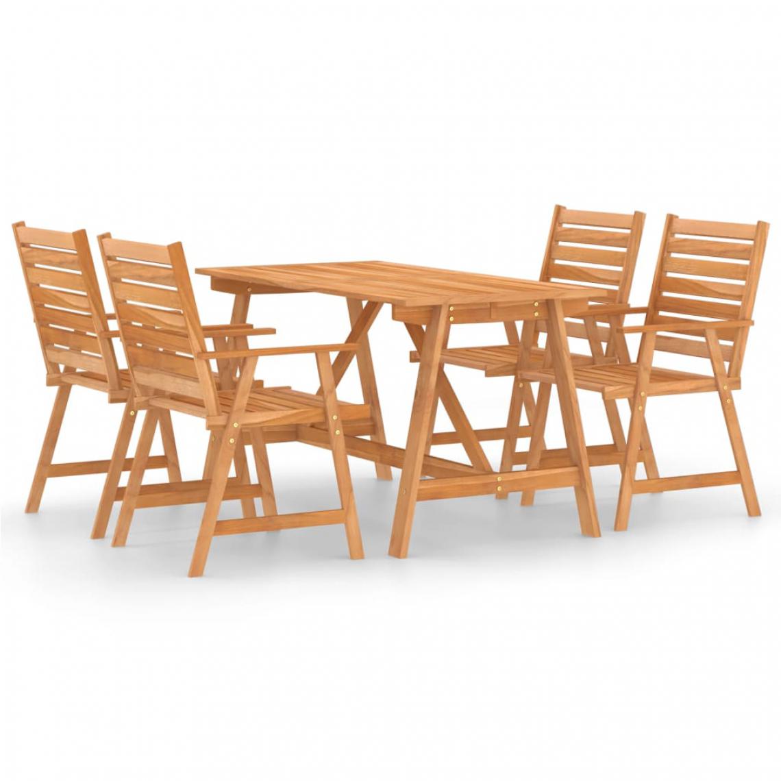 Chunhelife - Mobilier de salle à manger de jardin 5 pcs Bois d'acacia solide - Ensembles canapés et fauteuils