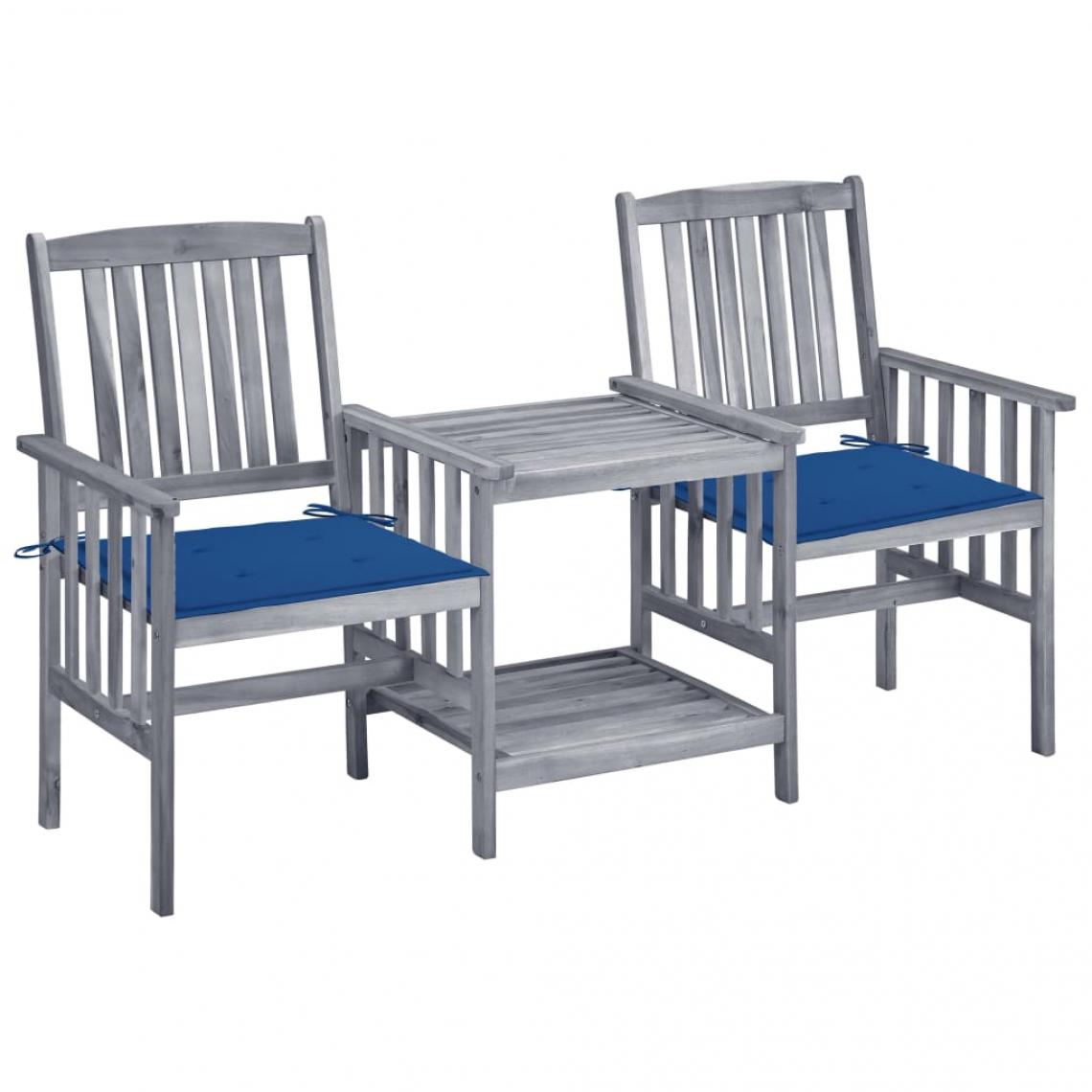 Vidaxl - vidaXL Chaises de jardin avec table à thé et coussins Acacia solide - Ensembles canapés et fauteuils