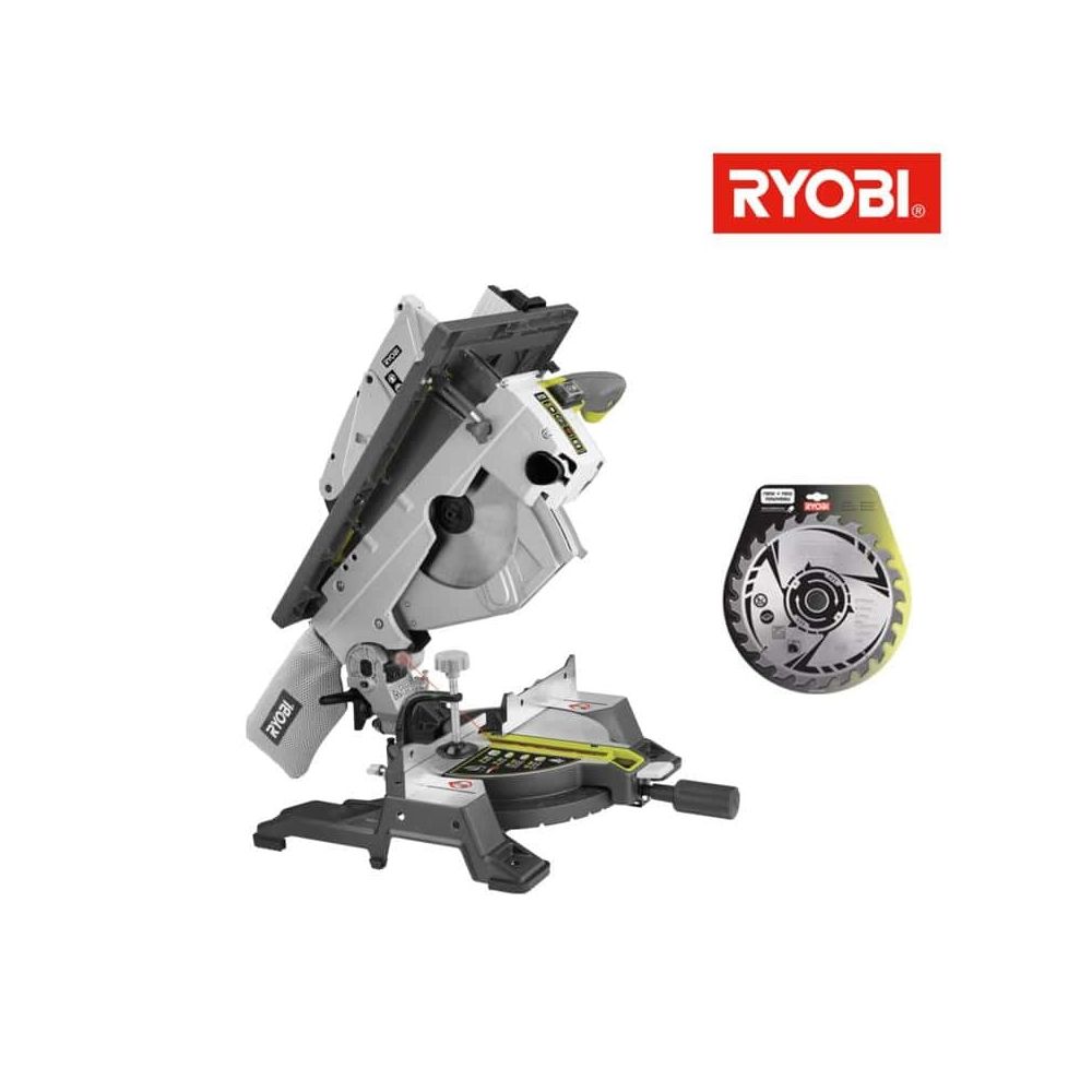 Ryobi - Pack RYOBI scie sur table et onglet électrique 1800W 254mm RTMS1800-G - lame carbure pour scies 254mm 24 dents SB254T24A1 - Scies circulaires