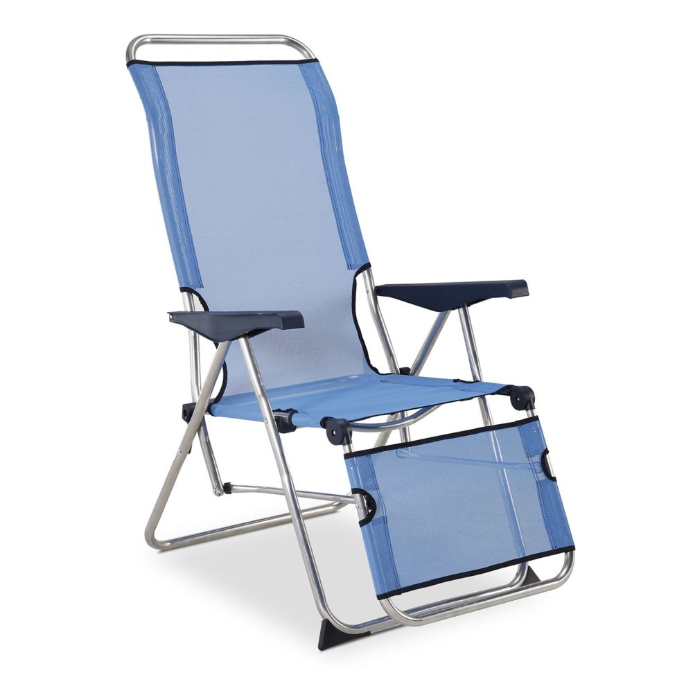 Solenny - Transat Réglable de Jardin Relax Solenny 5 Positions Dossier Anatomique Bleu - Transats, chaises longues