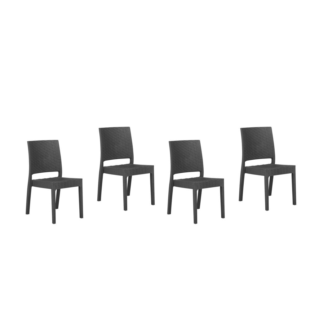 Beliani - Beliani Lot de 4 chaises grises foncés FOSSANO - marron clair - Chaises de jardin