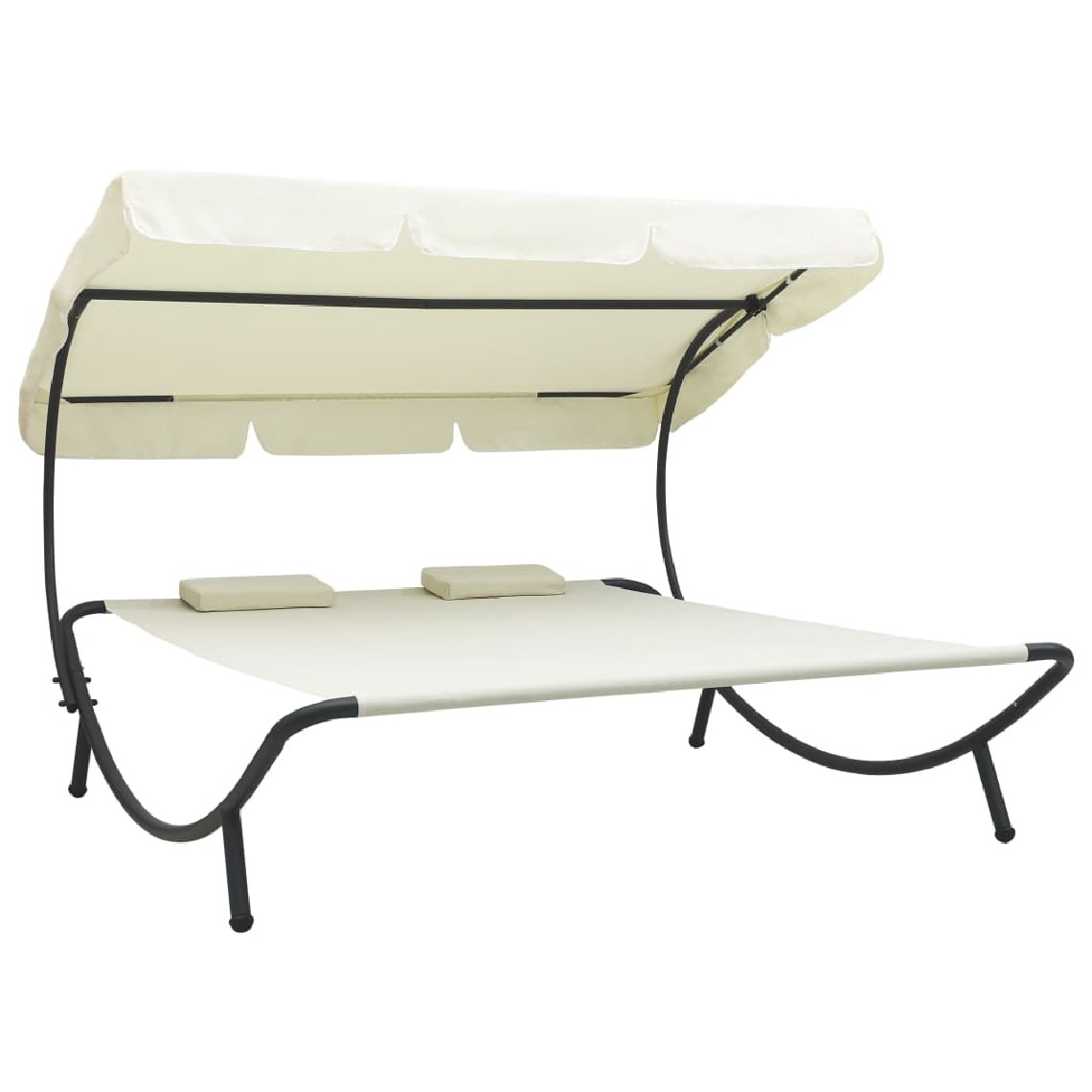 Chunhelife - Lit de repos d'extérieur avec auvent et oreillers Blanc crème - Transats, chaises longues