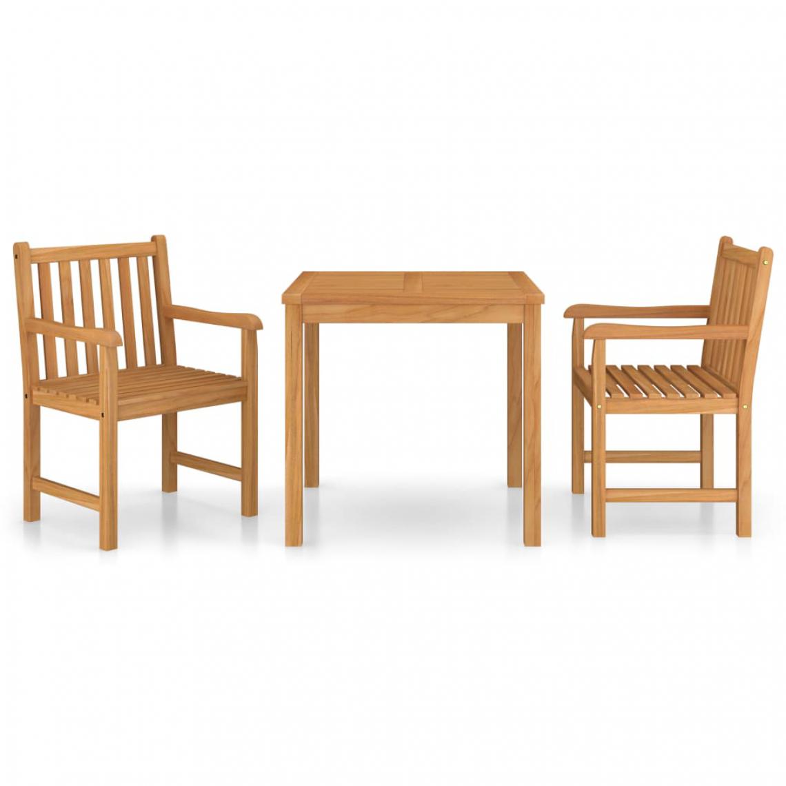 Chunhelife - Ensemble de salle à manger de jardin 3 pcs Bois de teck solide - Ensembles canapés et fauteuils