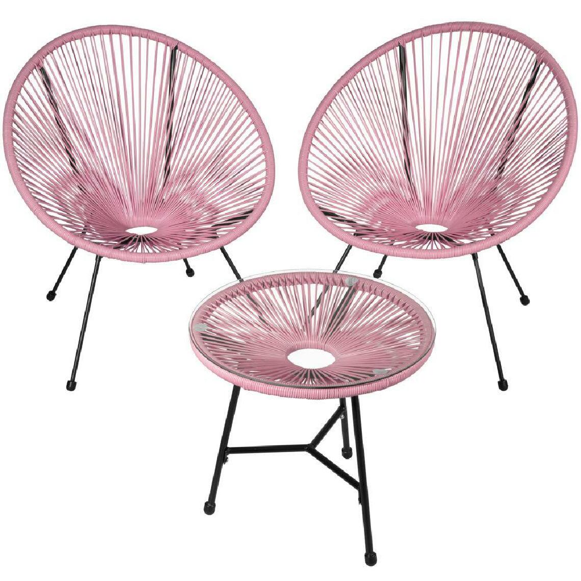 Helloshop26 - Salon de jardin ensemble table et chaises de jardin rose 2208288 - Ensembles canapés et fauteuils