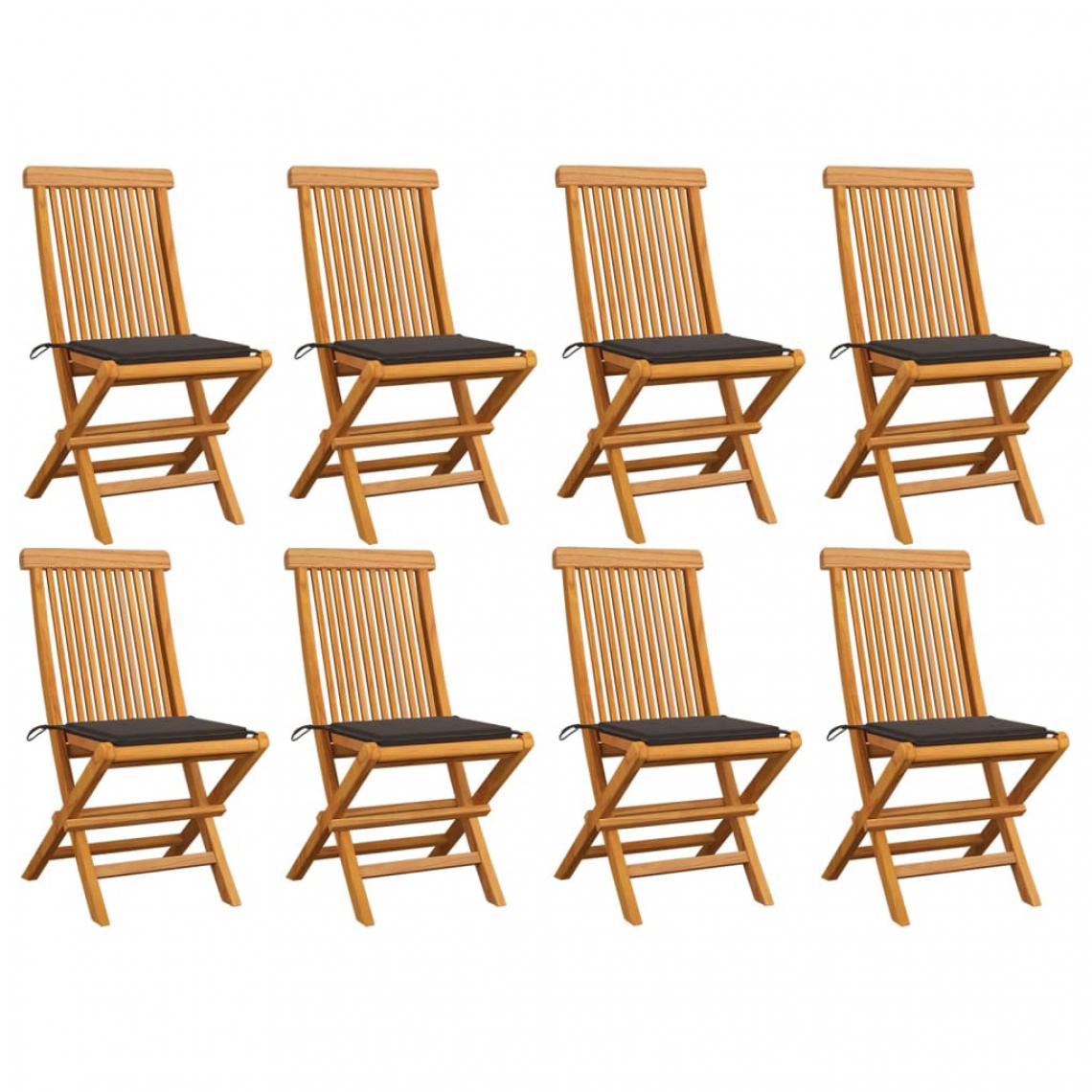 Vidaxl - vidaXL Chaises de jardin avec coussins taupe 8 pcs Bois de teck massif - Chaises de jardin
